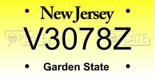 V3078Z New Jersey License Plate