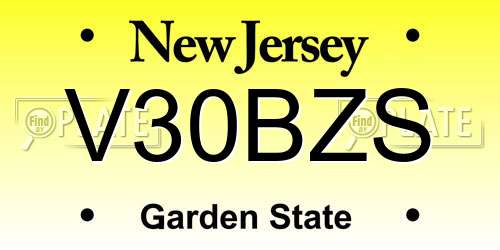 V30BZS New Jersey License Plate