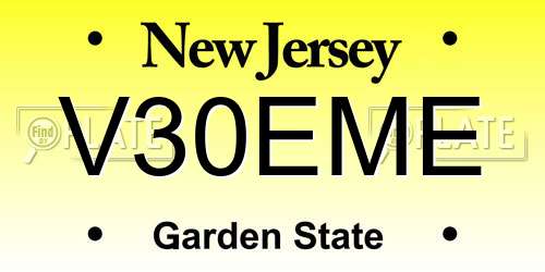 V30EME New Jersey License Plate