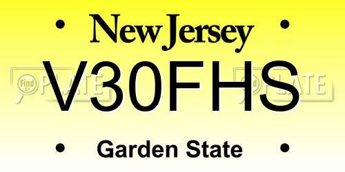 V30FHS New Jersey License Plate