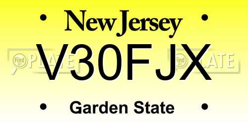 V30FJX New Jersey License Plate