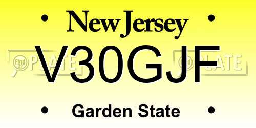 V30GJF New Jersey License Plate