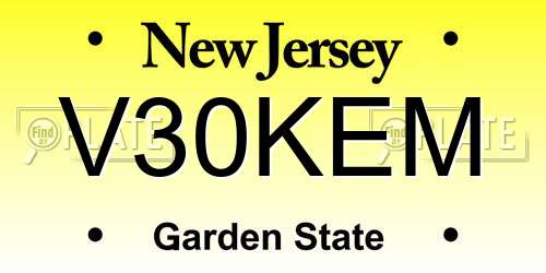 V30KEM New Jersey License Plate