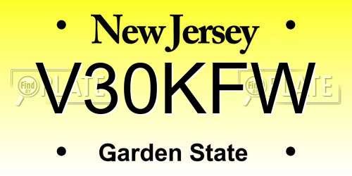 V30KFW New Jersey License Plate