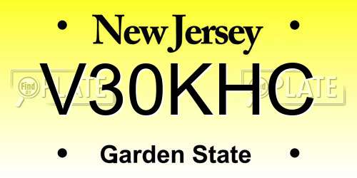 V30KHC New Jersey License Plate