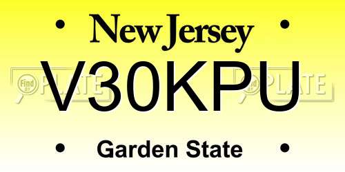 V30KPU New Jersey License Plate