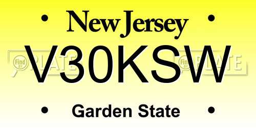 V30KSW New Jersey License Plate