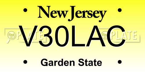 V30LAC New Jersey License Plate