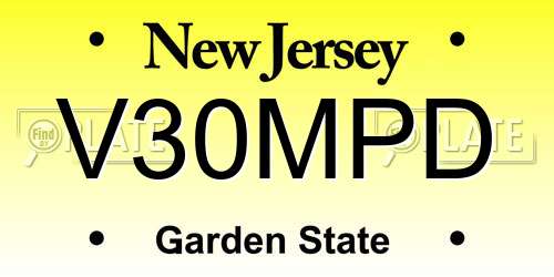V30MPD New Jersey License Plate