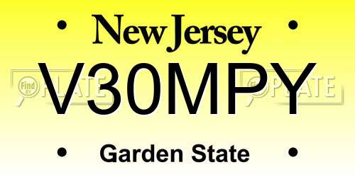 V30MPY New Jersey License Plate