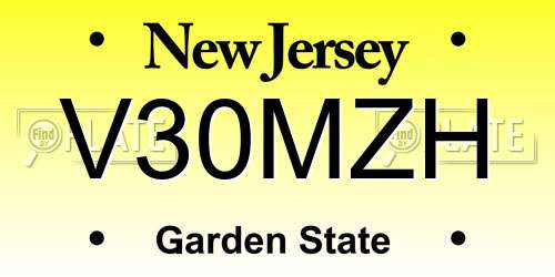 V30MZH New Jersey License Plate