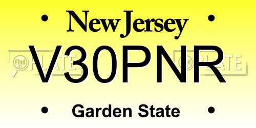 V30PNR New Jersey License Plate