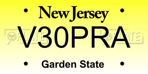 V30PRA New Jersey License Plate