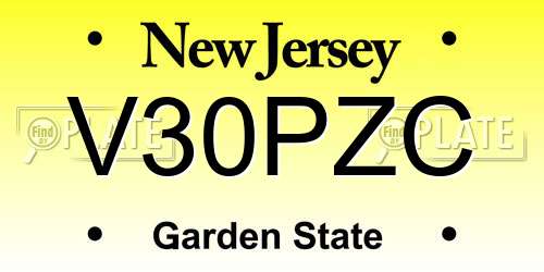 V30PZC New Jersey License Plate