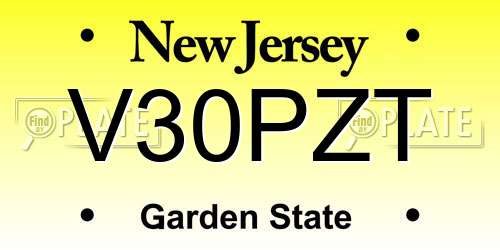 V30PZT New Jersey License Plate