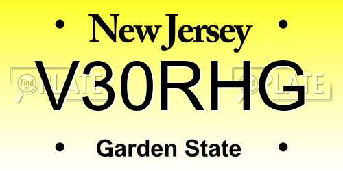 V30RHG New Jersey License Plate