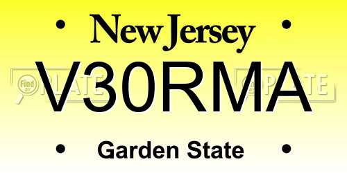 V30RMA New Jersey License Plate