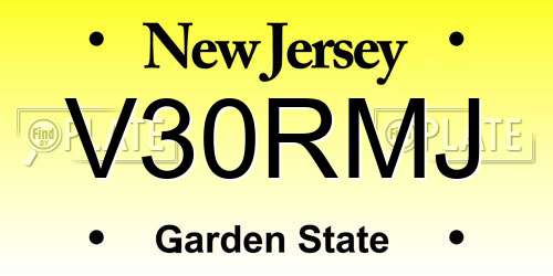 V30RMJ New Jersey License Plate