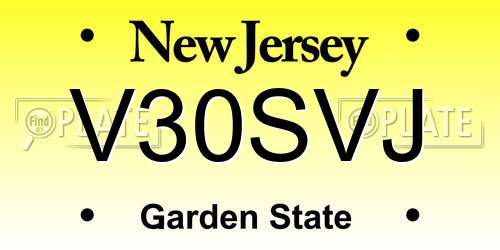 V30SVJ New Jersey License Plate