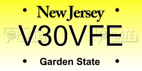 V30VFE New Jersey License Plate