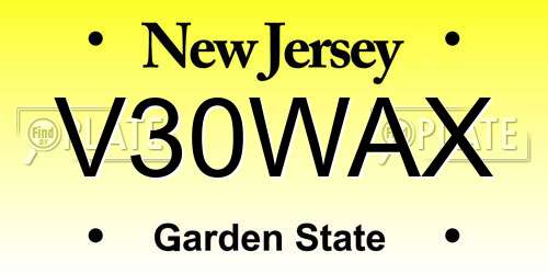 V30WAX New Jersey License Plate