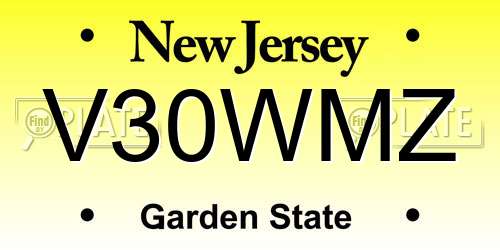 V30WMZ New Jersey License Plate