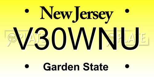 V30WNU New Jersey License Plate