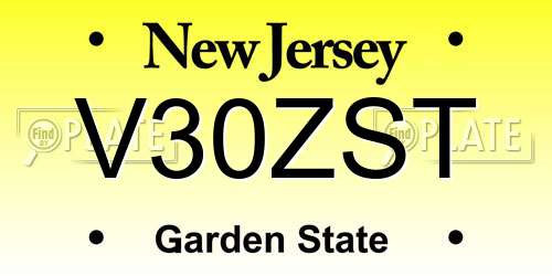 V30ZST New Jersey License Plate