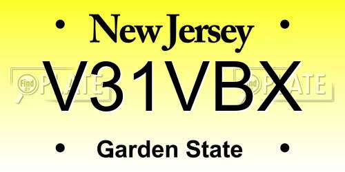 V31VBX New Jersey License Plate