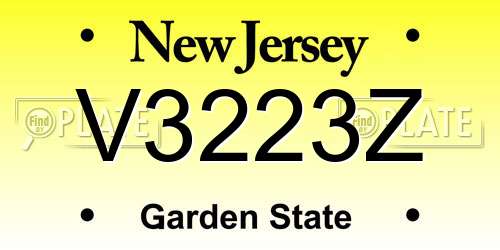 V3223Z New Jersey License Plate
