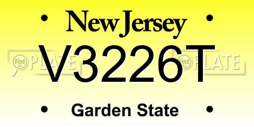 V3226T New Jersey License Plate