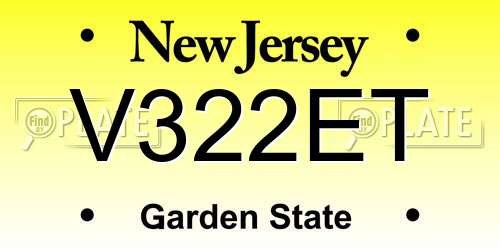V322ET New Jersey License Plate