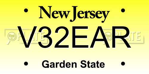 V32EAR New Jersey License Plate