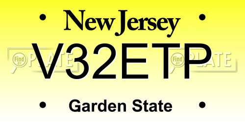 V32ETP New Jersey License Plate