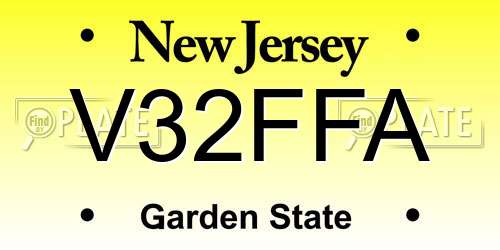 V32FFA New Jersey License Plate