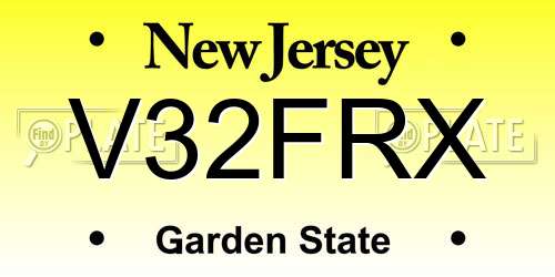 V32FRX New Jersey License Plate