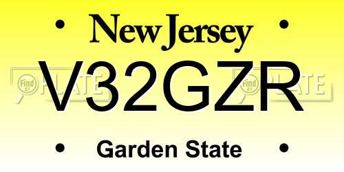 V32GZR New Jersey License Plate
