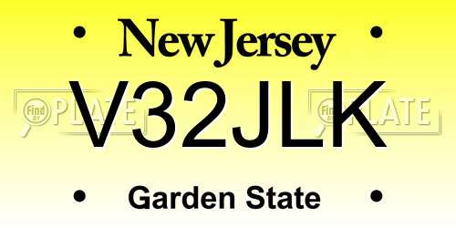 V32JLK New Jersey License Plate