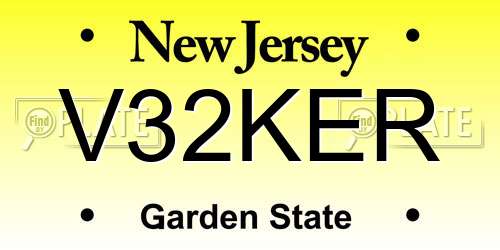 V32KER New Jersey License Plate