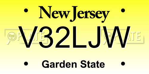 V32LJW New Jersey License Plate