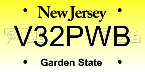 V32PWB New Jersey License Plate