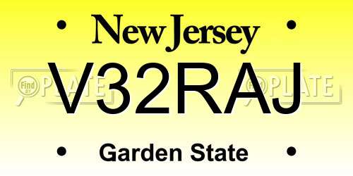 V32RAJ New Jersey License Plate