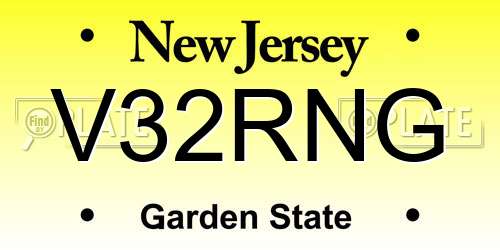V32RNG New Jersey License Plate