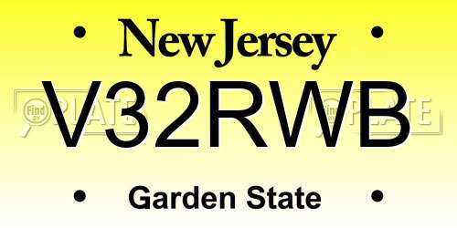 V32RWB New Jersey License Plate