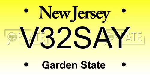 V32SAY New Jersey License Plate