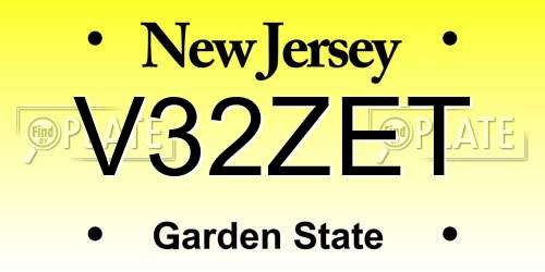 V32ZET New Jersey License Plate