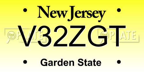 V32ZGT New Jersey License Plate