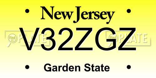 V32ZGZ New Jersey License Plate