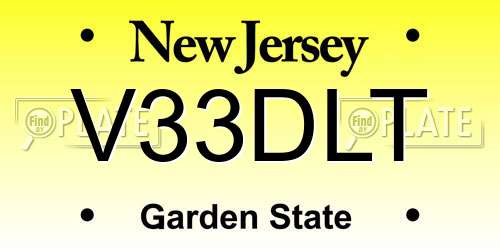 V33DLT New Jersey License Plate