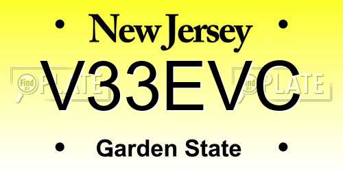 V33EVC New Jersey License Plate